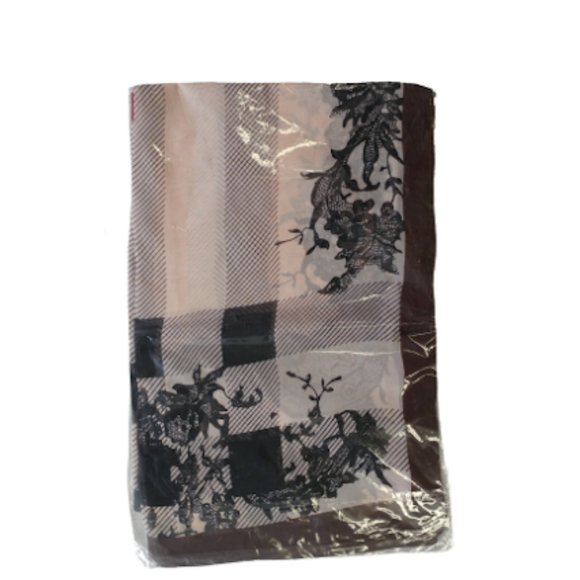 Chiffon square neck tie scarf floral plaid - Picture 2 of 2